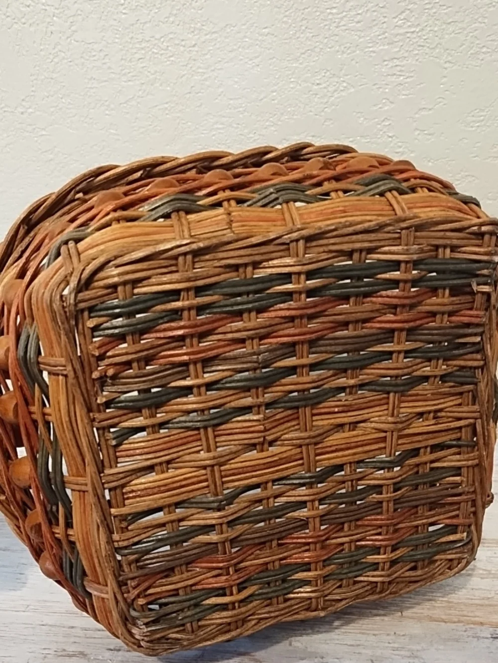 Woven Rattan Basket with Double Handles - Brown Candle Holder